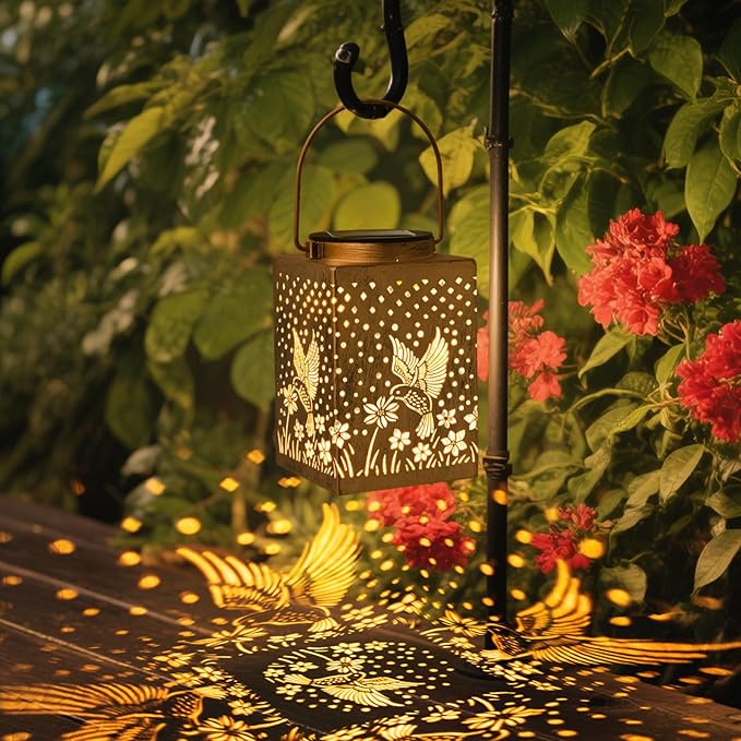 2 Pack Bronze Solar Lights Outdoor Waterproof Decorative - Gifts for Women Mom Grandma, Hummingbird Garden Decor for Yard, Patio,Backyard, Porch , Garden (Hummingbird)