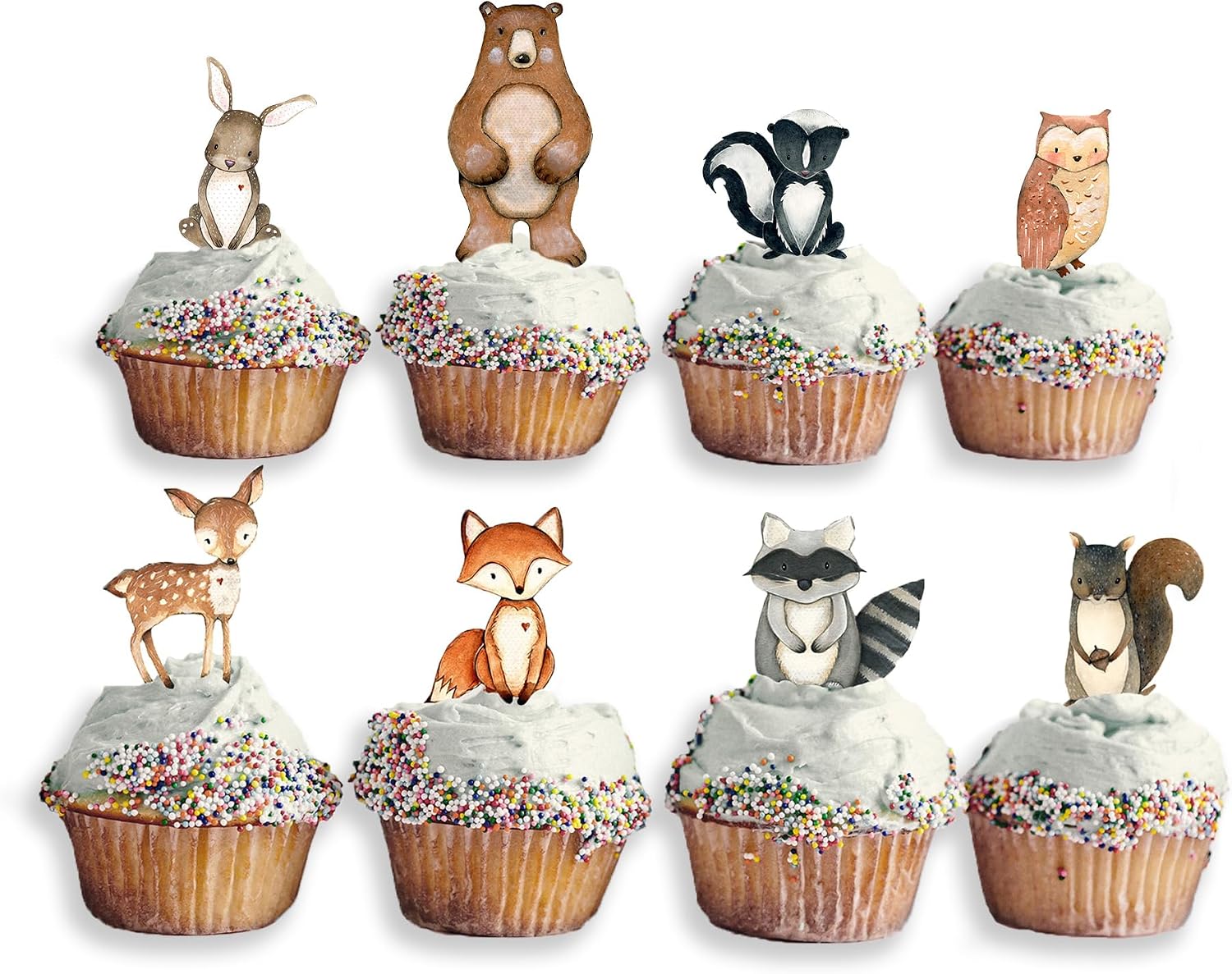 Back40Life Forest Critters Painted Animal Cutout Shapes (Cupcake Topper (Set of 5))