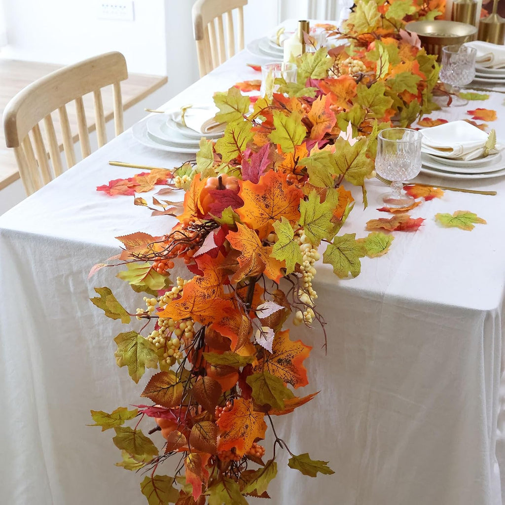 mizii fall decor artificial maples leaf pumpkin garland, package contents
