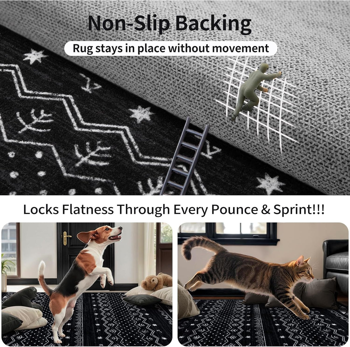 SERISSA 2x10 Washable Non-Slip Boho Runner Rug for Hallway