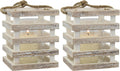 Stonebriar Small Worn White Wooden Beach House Candle Lantern with Rope Handle and Removable Glass Cylinder Hurricane (Pack of 2)