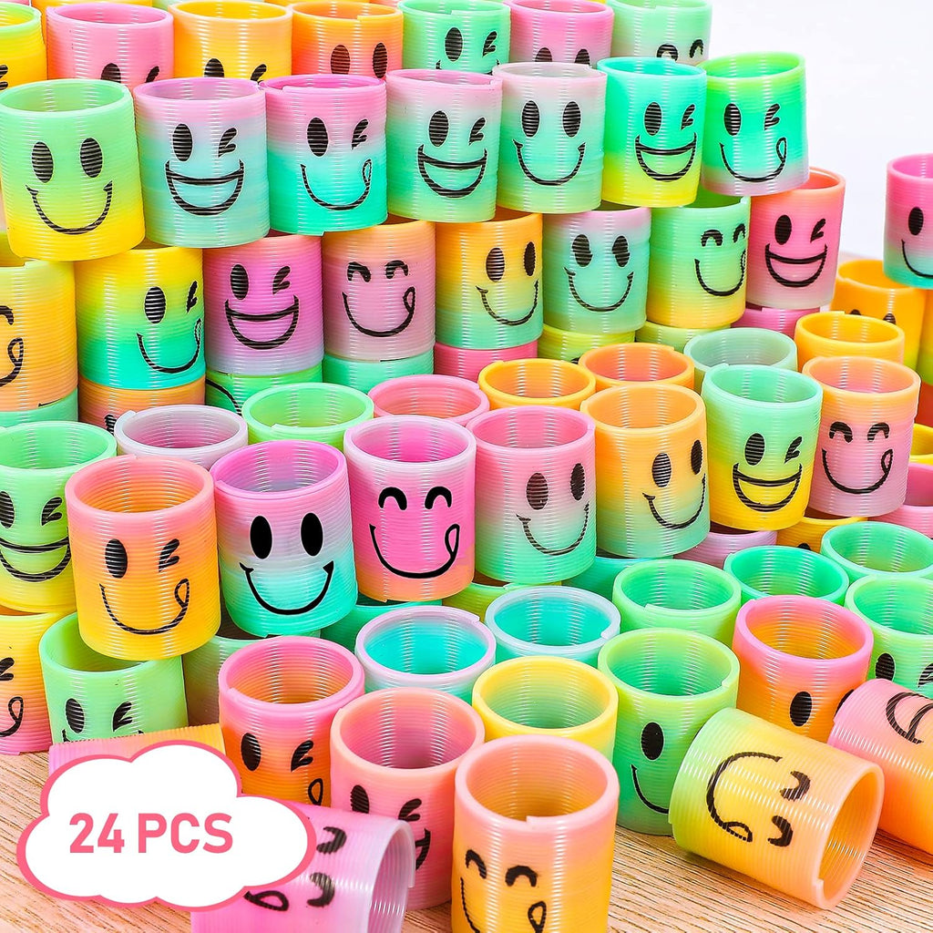 AZEN 24 Pcs Mini Spring Party Favors for Kids 3-5 4-8, Goodie Bags Stuffers for Birthday Party, Classroom Prizes Kids Prizes, Small Bulk Toys Gifts (4 Smile)