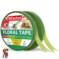 XFasten Wide Floral Tapes for Bouquet 1/2-Inch x 30 Yards - Dark Green (2-Pack) Bouquet Stem Wrap Tape for Florist – Waterproof Boutineer Tape for Flower Stem Wrap and Craft Adhesive