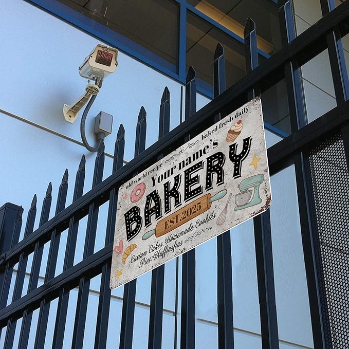 Custom Bakery Metal Sign Personalized Baked Goods Bakers Signs Decor Fresh Bread Daily Rustic Pies Cakes Decor Homemade Plaque Tin Wall Art Gifts
