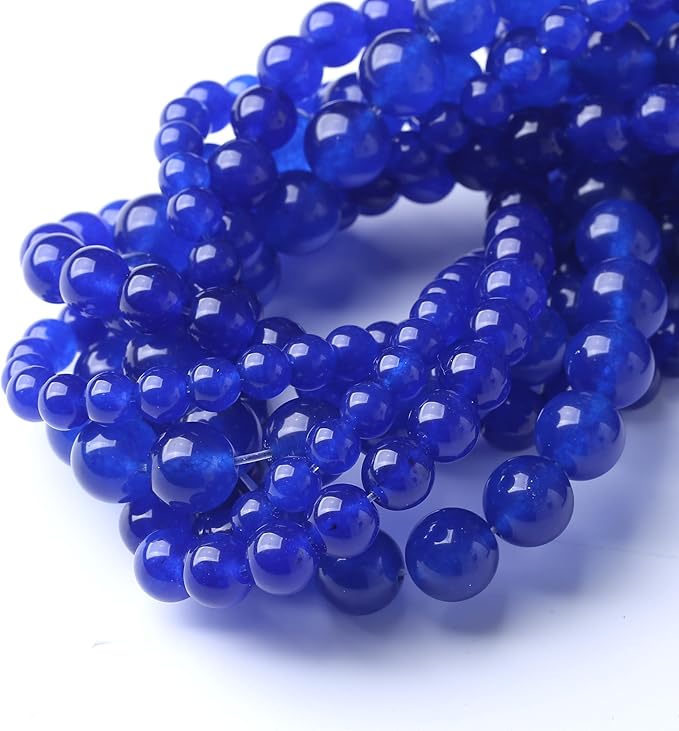 Mysterious Blue Chalcedony Stone Beads Gemstone Round Crystal Energy Jade Beads Stone Beads for Jewelry Making DIY Bracelet Necklace Jewelry Making 1 Strand 15.5inch 31PCS 12MM