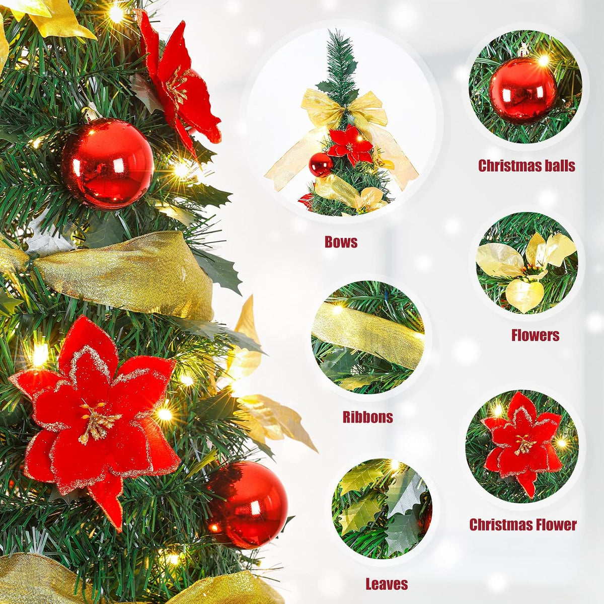 decoway pre lit christmas tree: pop up 6, close-up detail
