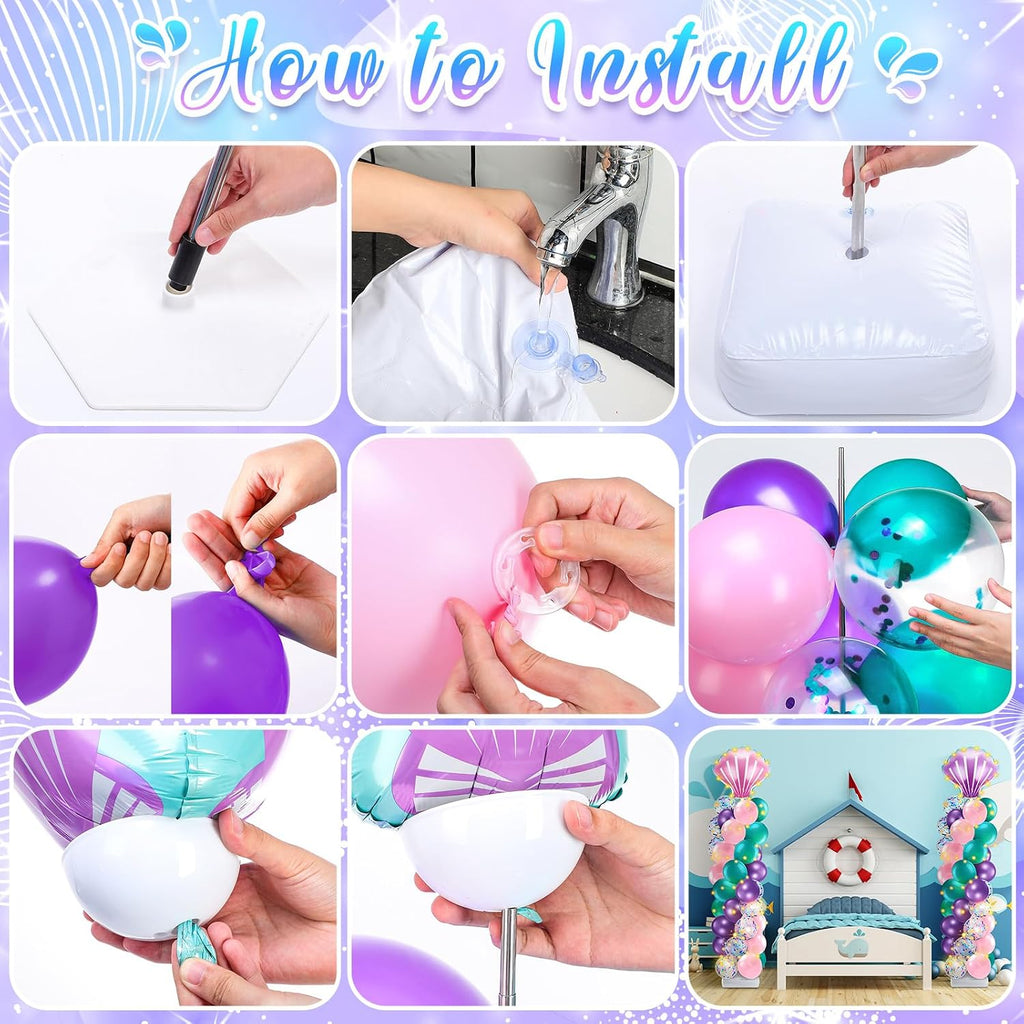 kasyat 2 set mermaid balloon column stand kit, package contents