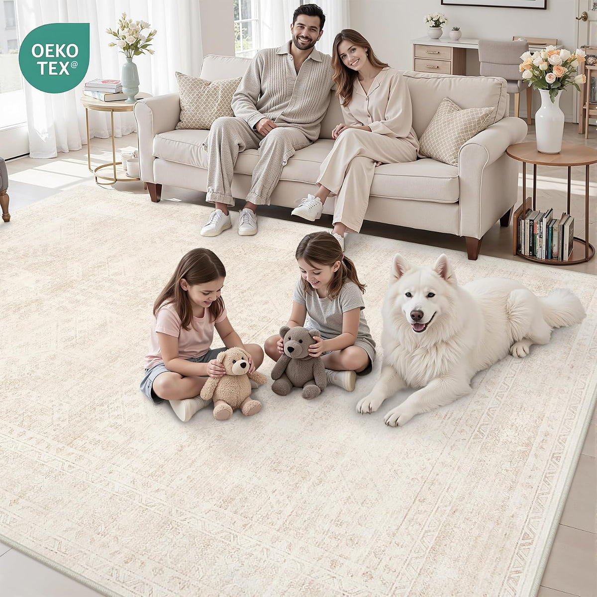 8x10 Area Rugs Living Room: Bedroom Neutral Washable Carpet Beige