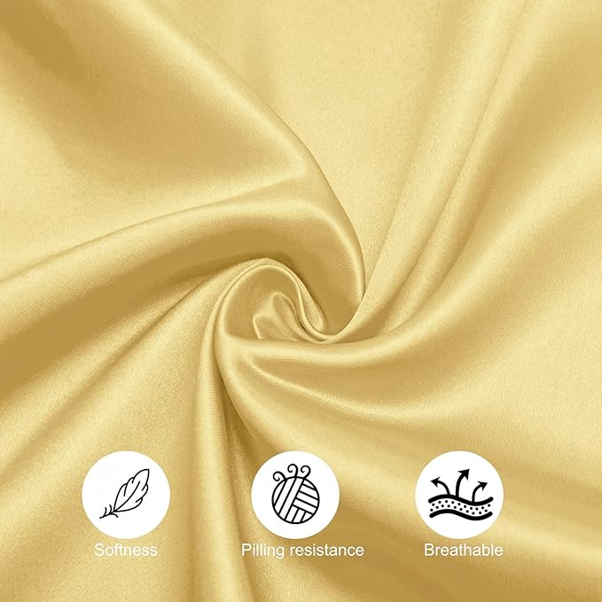 Horbaunal 16 Pack Gold Satin Napkins 20 x 20 Inch, Square Soft Table Dinner Napkins, Silky Cloth Napkins Table Decoration for Weddings Banquets Parties