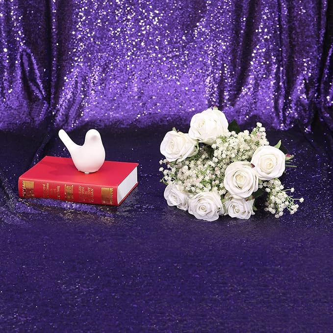 Poise3EHome Purple Sequin Backdrop, 10Ft x 10Ft Glitter Photography Background Curtains for Halloween Party Wedding Birthday Christmas Thanksgiving Decoration