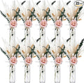10 Set Dried Pampas Grass Centerpiece for Wedding 10 Clear Glass Jars 10 Artificial Roses 80 Dried Pampas Grass with Rope for Baby Shower Rustic Bridal Party Farmhouse Decoration(Pink)