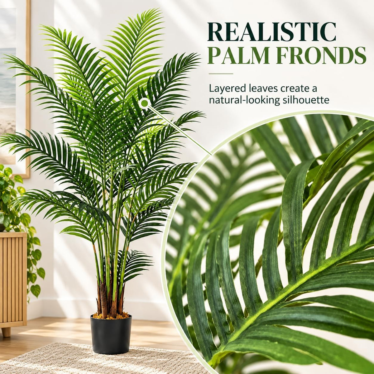 6ft Artificial Areca Palm Trees, 2 Pack, 19-Trunk Faux Plants