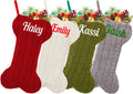 1Pc Personalized Dog Christmas Stockings, Custom Embroidered Name Pet Dog Stockings Christmas, Family Knitted Bone Xmas Stocking with Name for Dogs