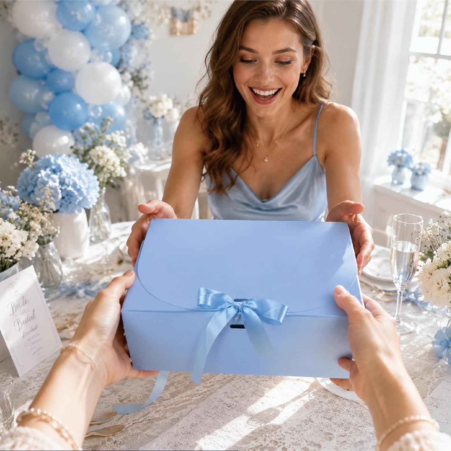 PartyGifts&beyond Gift Boxes with Lids for Presents 10 Pack Bridesmaid Proposal Boxes for Wedding,Engagements,Bridal Shower,Party Gift(Light Blue)