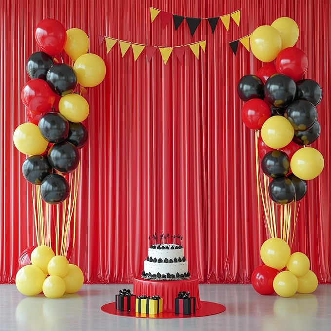 40ftx12ft Wrinkle Free Red Backdrop Curtain, 8 Panels 12FT Height Red Wedding Backdrop Drapes, Silky Polyester Back Drop Cloth for Birthday Photography Background Party Backdrop Draping
