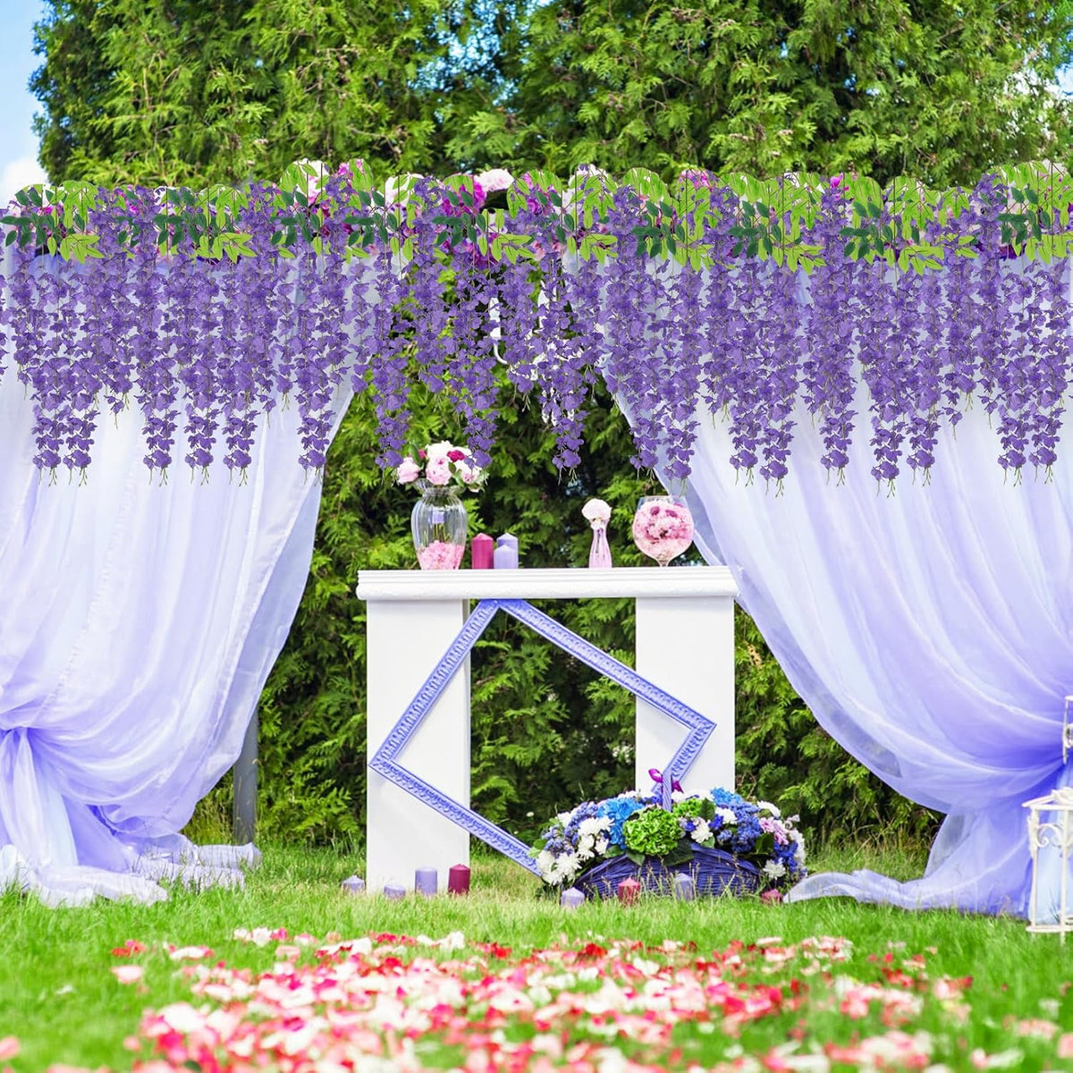 artificial wisteria hanging flowers fake wisteria flower garland shown in use