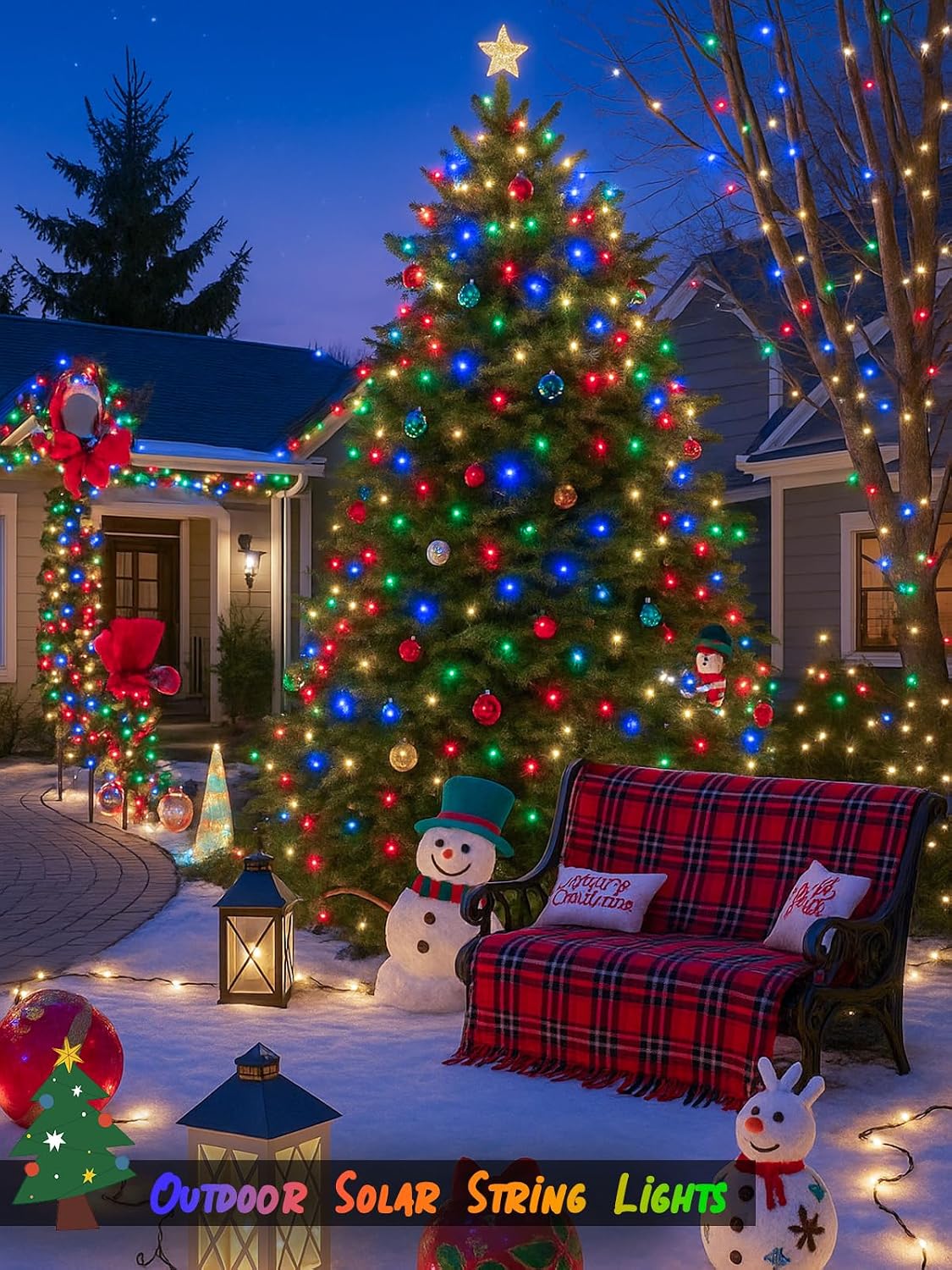 6 Pack 600 LED Solar Christmas Lights Outdoor, Solar Lights Multicolor