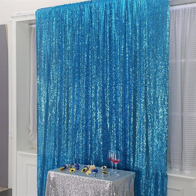 Eternal Beauty Turquoise Sequin Backdrop, 20x10 Ft Glitter Background Curtains for Shimmer Photography Party Wedding Birthday Back Drop Decor