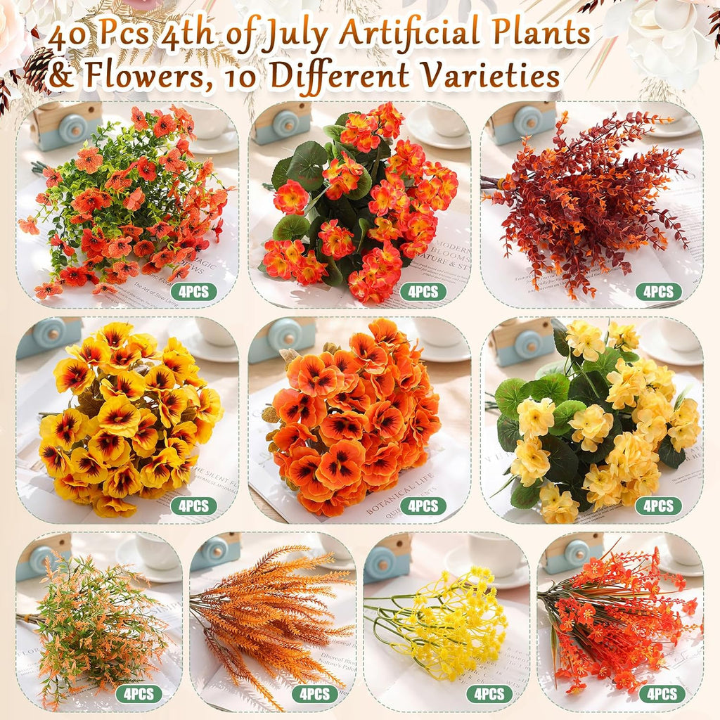 thiccywoov 40 bundles fall artificial flowers for outdoor, close-up detail