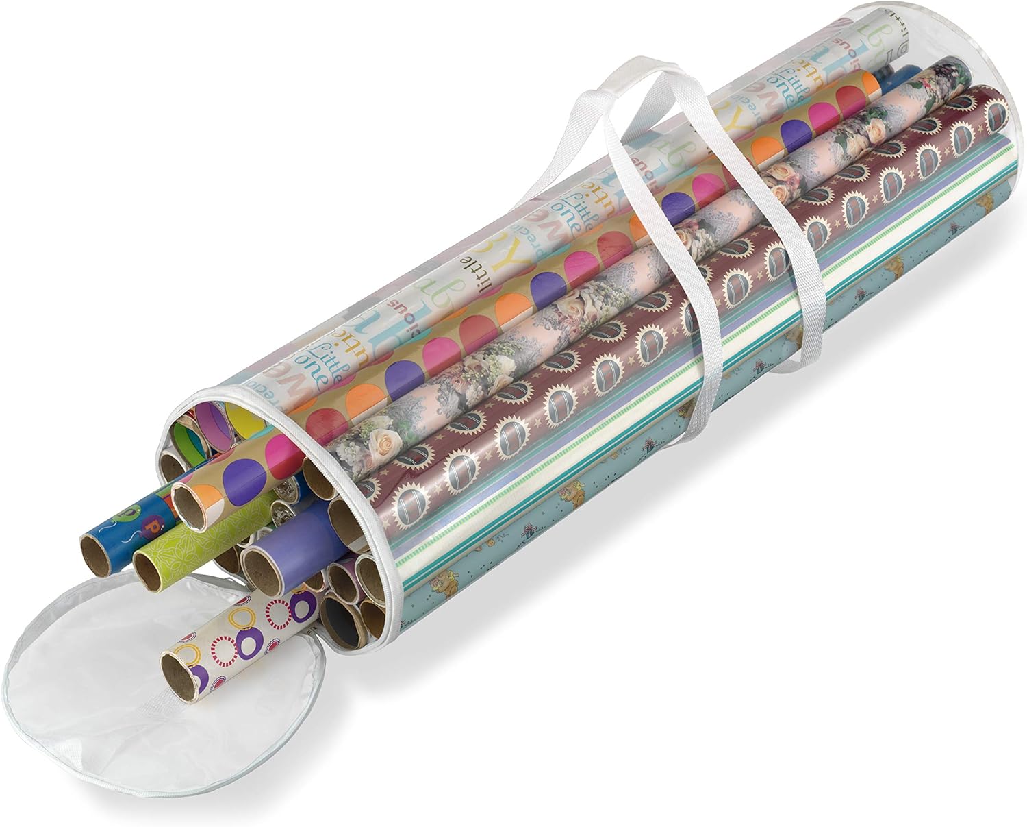 Whitmor 6044-4924 Clear Gift Wrap Organizer - Zippered Storage for 25 Rolls