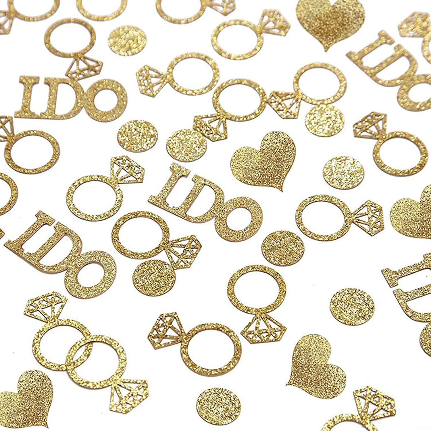 Gold Wedding Confetti, 100 Pcs I DO Engagement | Bridal Shower Decorations, Bride to Be Confetti, Glittering Diamond Ring, Engagement Party Table Scatter