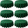 Biscaynebay 6 Pack Textured Fabric Round Tablecloths 60", Hunter Green Water Resistant Tableclothes Small Circle Folding Table Covers Linen for Dining, Kitchen, Wedding, Parties etc Machine Washable