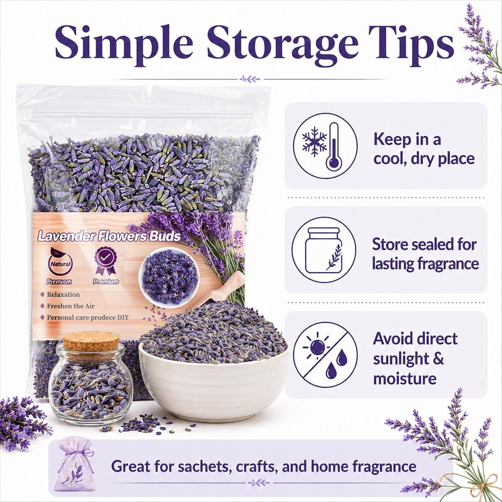 Sukh 3oz Dried Lavender Flowers - Make Sachets for Drawers and Closets | Lavender Buds for DIY Crafts, Bath Salts, Candles, Soap Making| Car Potpourri, Meditation| Wedding, Birthday, Bridal Shower