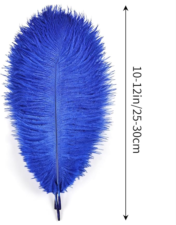 THARAHT Blue Ostrich Feathers 12pcs Natural Bulk 10-12Inch 25cm-30cm for Crafts Wedding Party Centerpieces Easter Gatsbi and Home Decoration Feathers