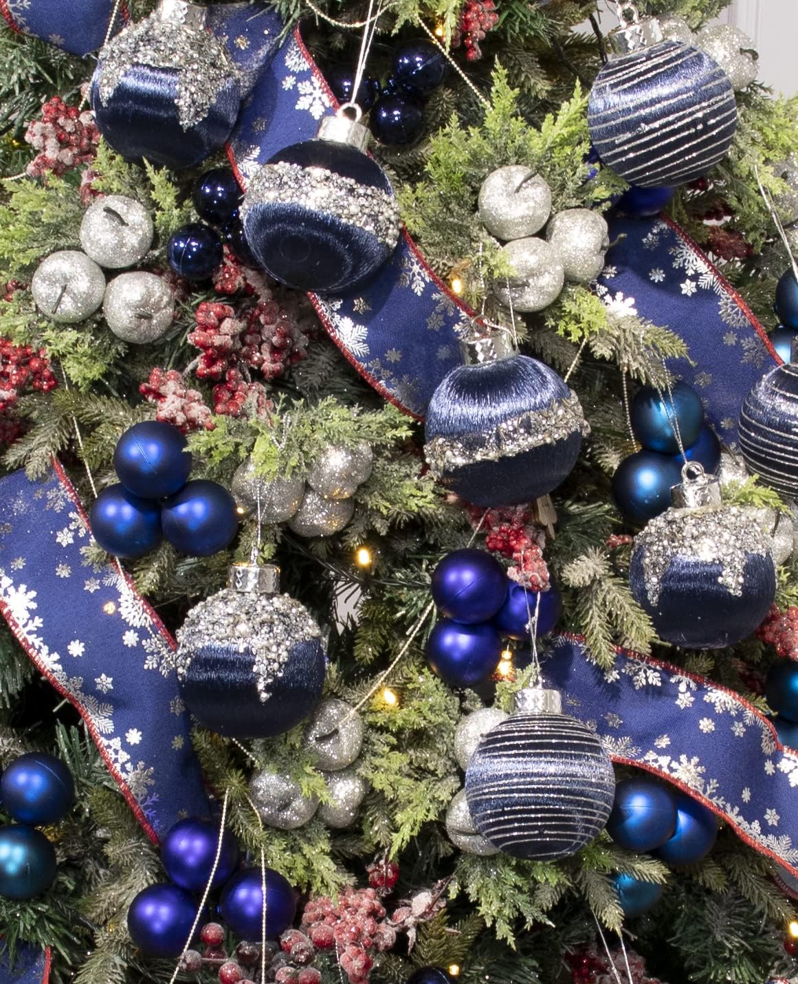 12 Pcs Satin Christmas Ball Ornaments, Luxury Silk Tree Hanging Decorations for Xmas Wreath Garland Wedding Party (Blue)