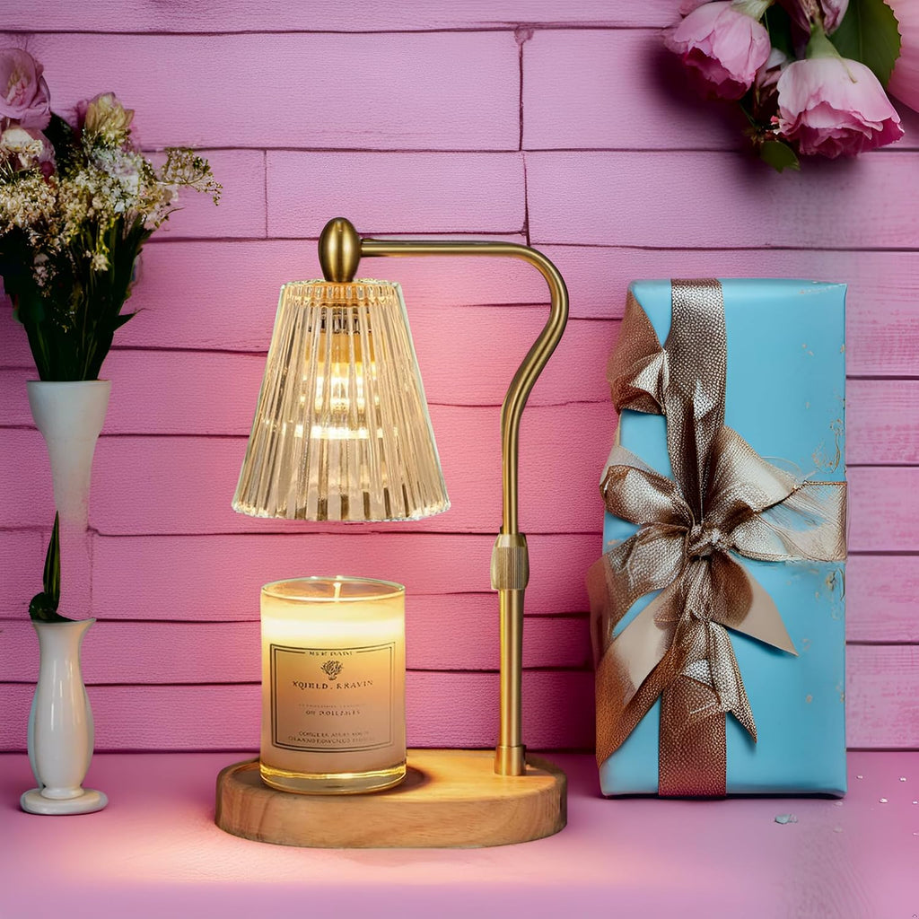 Engpure Candle Warmer Lamp - Candle Warmer Lamp with Timer and Dimmer Adjustable Height,Electric Wax Melt Warmer with 2 Bulbs for Scented Jar Candles Home Decor Mother's Day Gifts, Amber