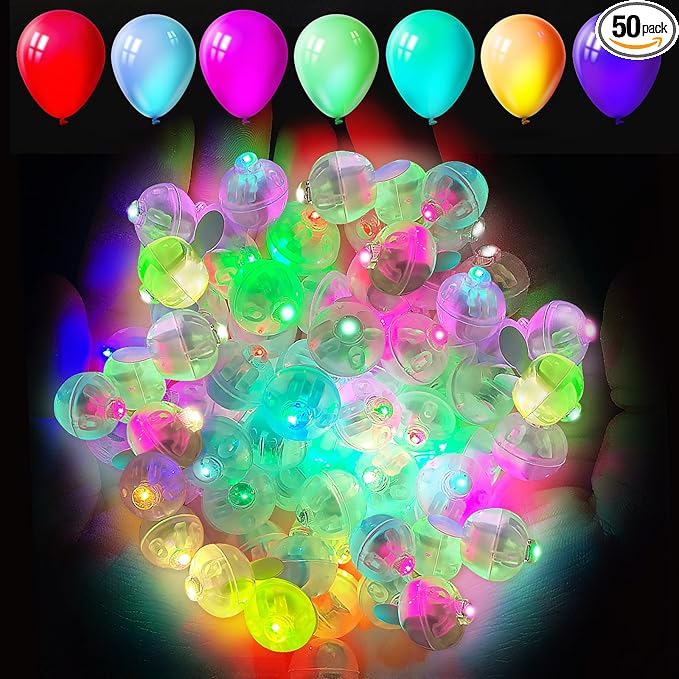 Aogist 50pcs Multicolor Balloon Lights,Long Standby Time Waterproof Mini Light,Battery Powered,Round LED Ball Lamp for Latex Balloon Paper Lantern Party Wedding Festival Christmas Halloween Decorative