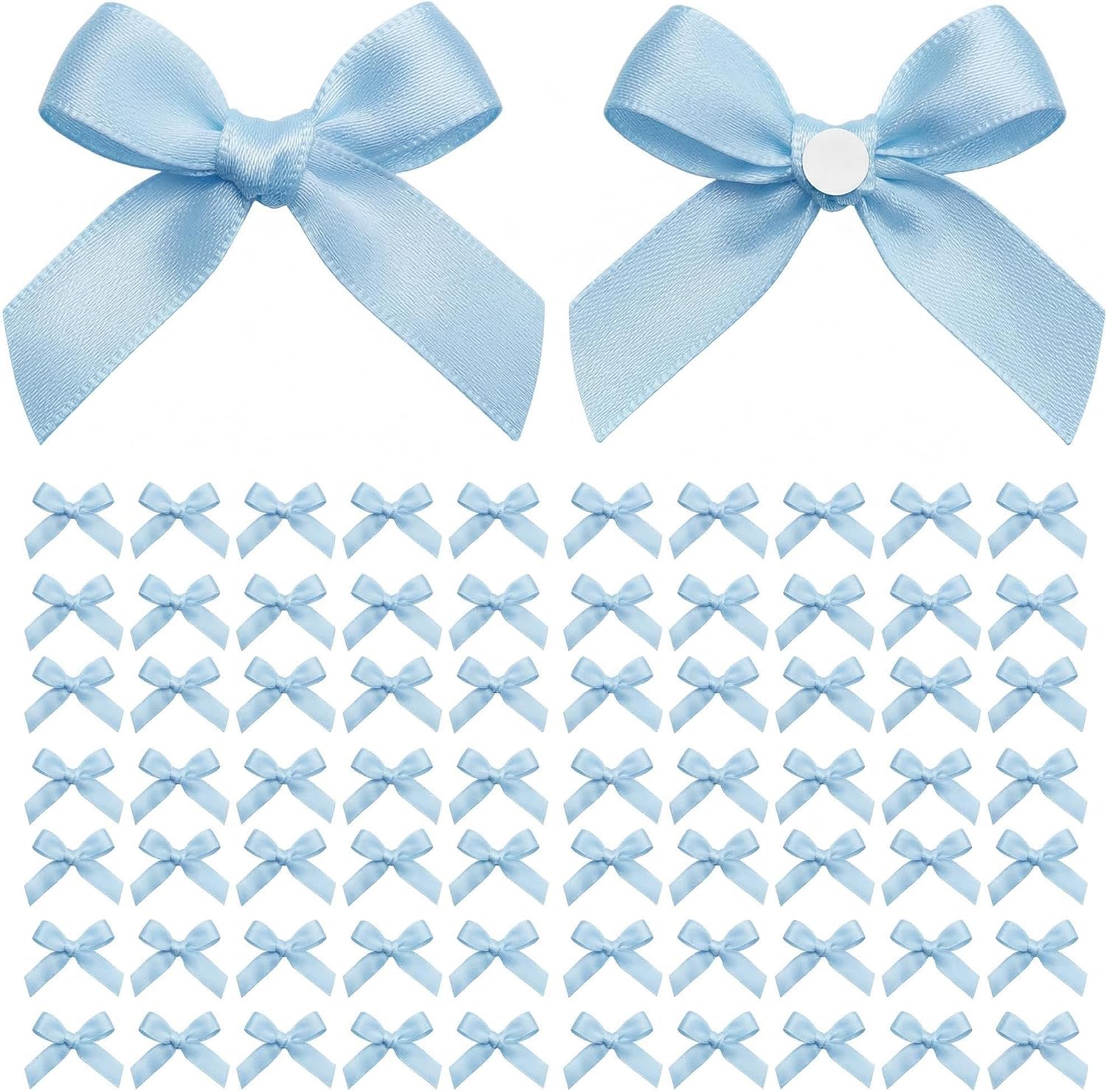 100PCS Mini Blue Bows Decoration, Tiny Satin Ribbon Ornaments for DIY, Crafts, Favors, Fit for Party, Birthday, Baby Shower, Christmas, Wedding, Boy's Party, Easter