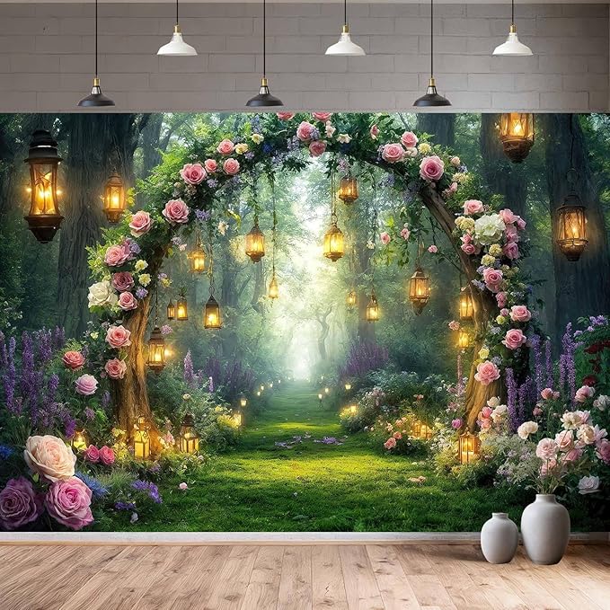 6x6ft Purple Flower Wedding Photography Backdrop Lavender Floral Wedding Bridal Photography Backdrop Anniversary Birthday Baby Shower Girl Party Banner Photo Booth Props Background Wall Decor
