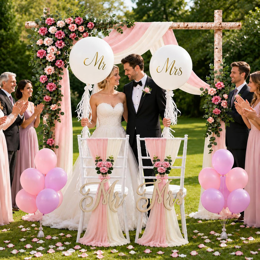 cinrobiye 45 pcs blush pink ivory wedding arch showing dimensions