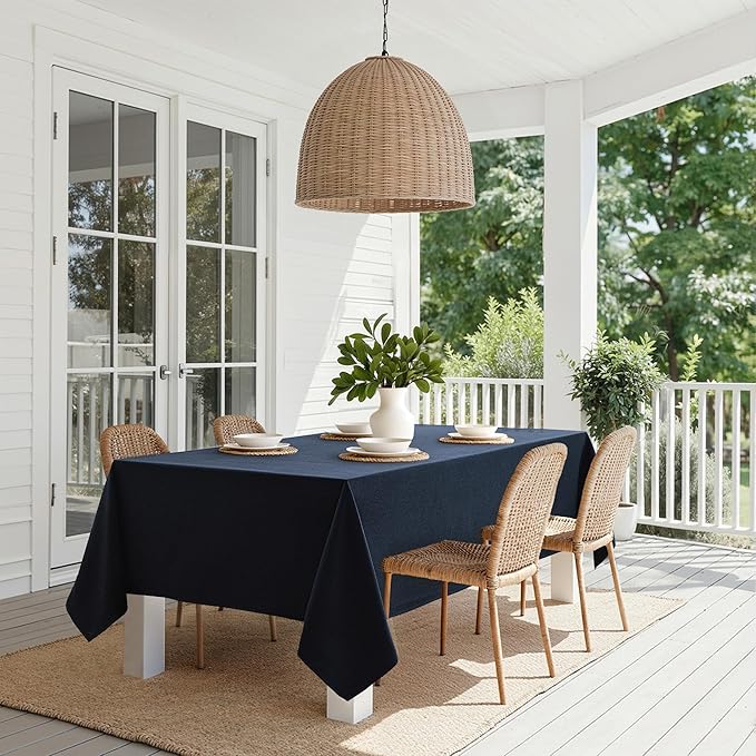 MIULEE Navy Blue Linen Tablecloth 60x104 Inch Rectangle Table Cloth Waterproof,Stain Resistant & Wrinkle Resistant for Dining Party Wedding