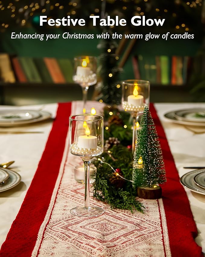 Homemory Rechargeable Tea Lights Flameless Candles with Remote Timer, Battery Operated LED Tealight Candles, USB Candles for Wedding Table Centerpiece Reception Banquet Christmas Halloween, 12-Pack