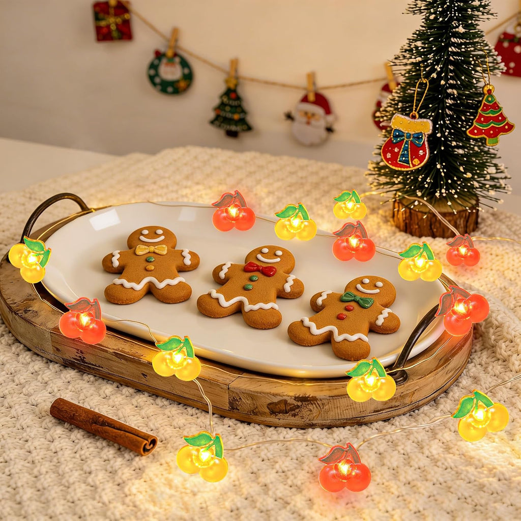 Cherry LED Lights with Remote USB & Battery Operated 10FT 30LEDs Red Orange Cherry String Lights - Home Wedding Birthday Party Ocean Holiday Decor