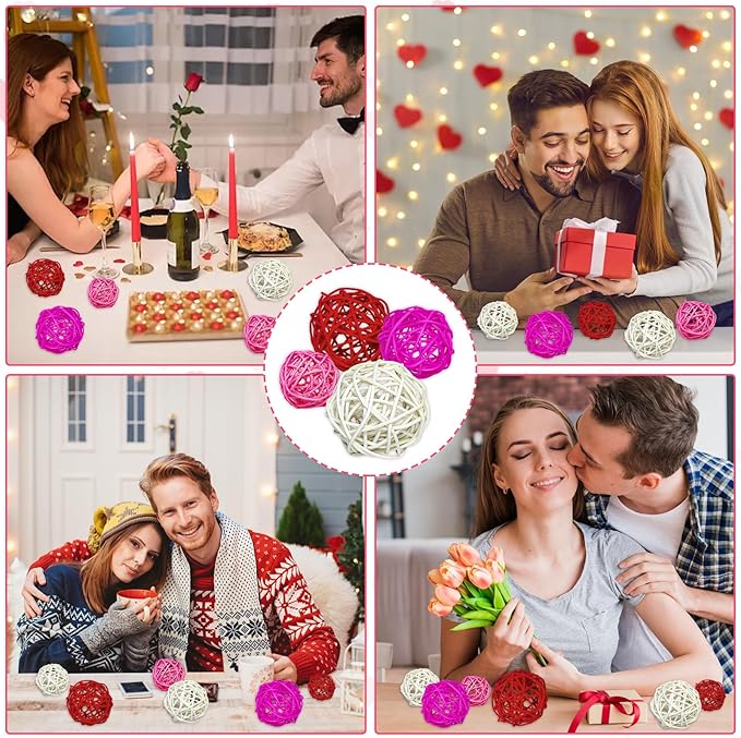 Valentine's Day Rattan Balls 36pcs Decoration for Home Decoration Valentine's Day Decoration