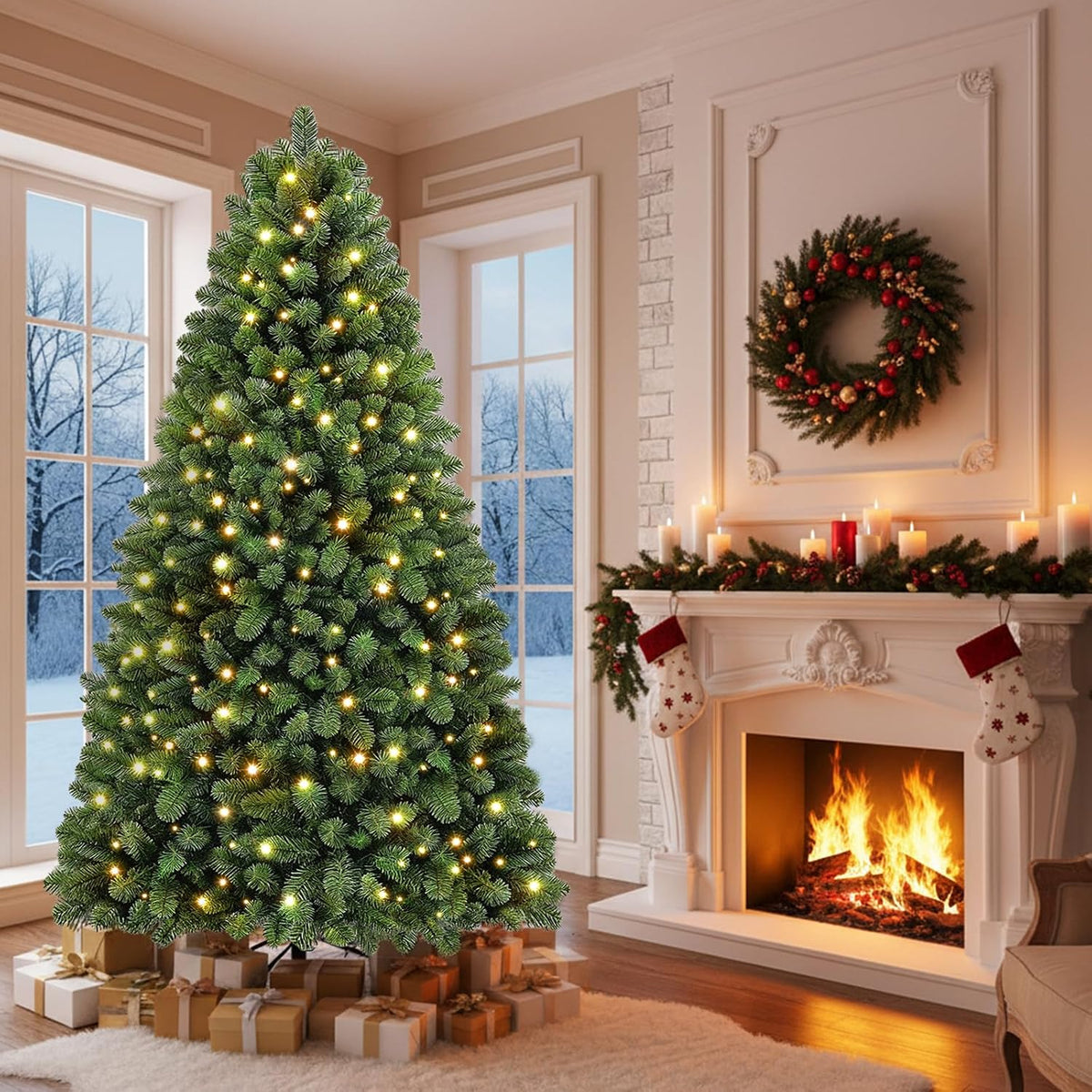 6ft pre-lit christmas tree with remote control &, side view