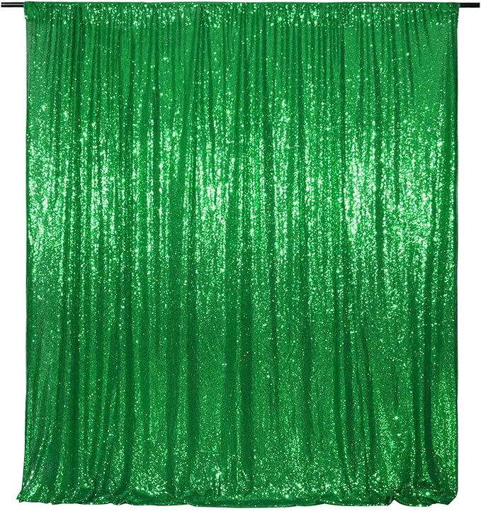 Eternal Beauty Green Sequin Backdrop, 6x8 Ft Glitter Background Curtains for Shimmer Photography Party Wedding Birthday Back Drop Decor