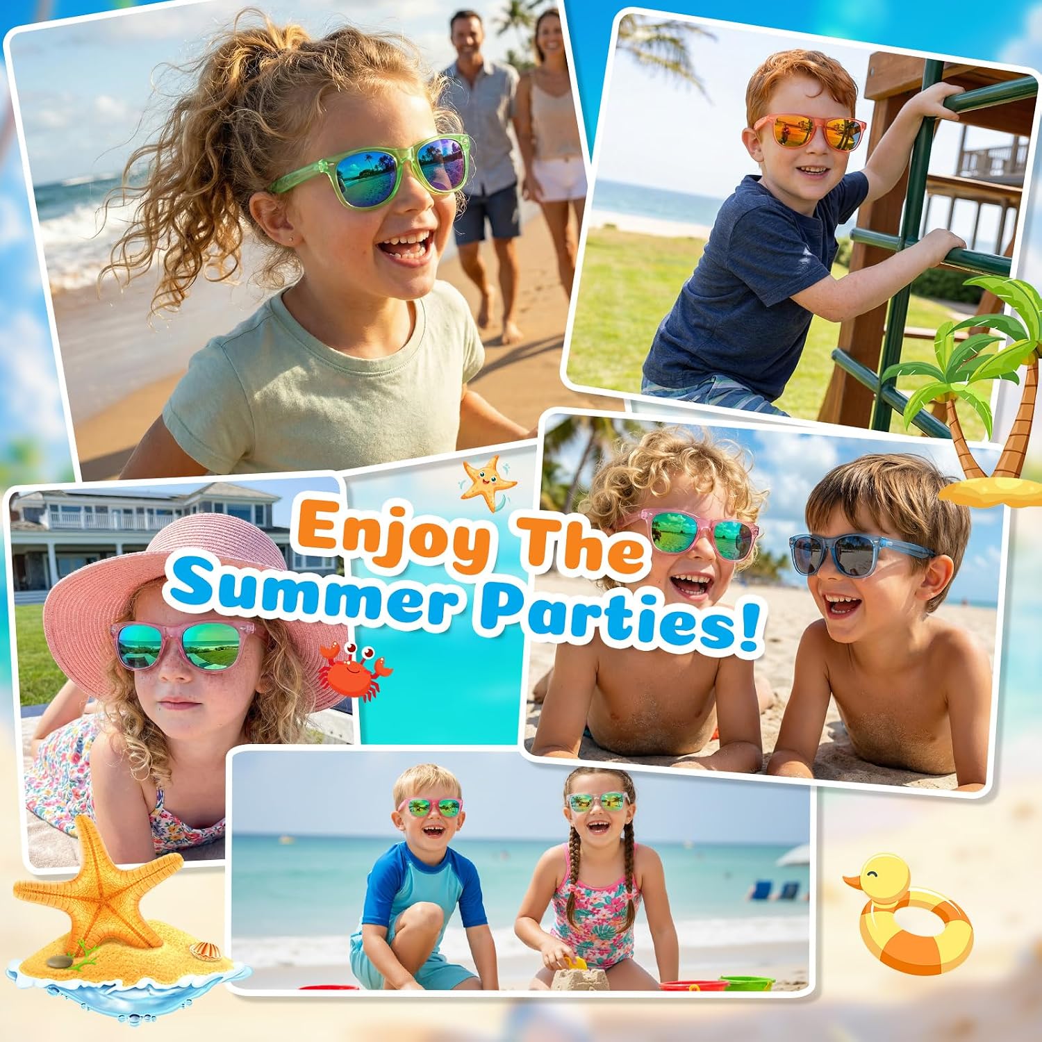 Froman Kids Sunglasses Bulk - Party Favors for Boys Girls Ages 3-8, Neon Colors with UV 400 Protection