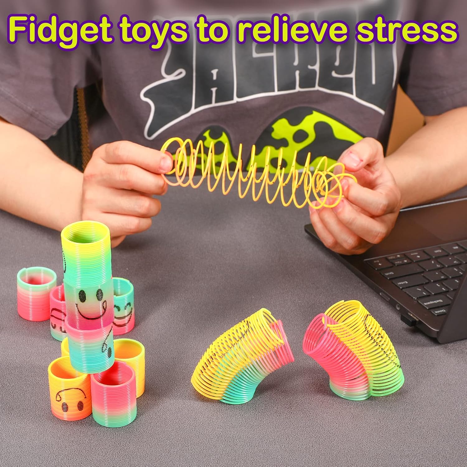 AZEN 24 Pcs Mini Spring Party Favors for Kids 3-5 4-8, Goodie Bags Stuffers for Birthday Party, Classroom Prizes Kids Prizes, Small Bulk Toys Gifts (4 Smile)