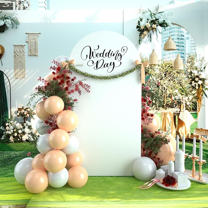 bricia Wedding Arch Backdrop Stand Cover, 5FT Double Sided Stretchy Arch Cover Fitted Wedding Birthday Party Banquet Decoration (White 60''Lx25.2''W)