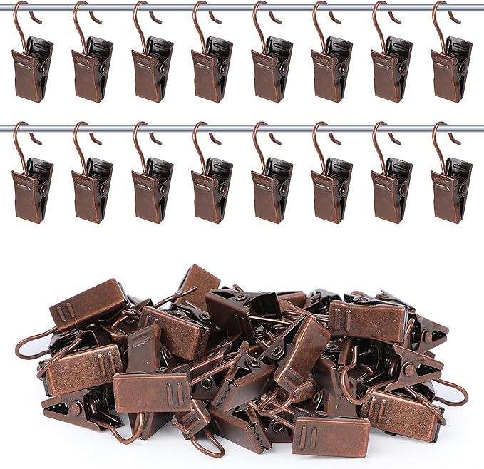 JANYUN 120 Pack Clip Hook Set Stainless Curtain Clips for Curtain Photos Home Decoration Art Craft Dispaly Hang Clip (Copper)