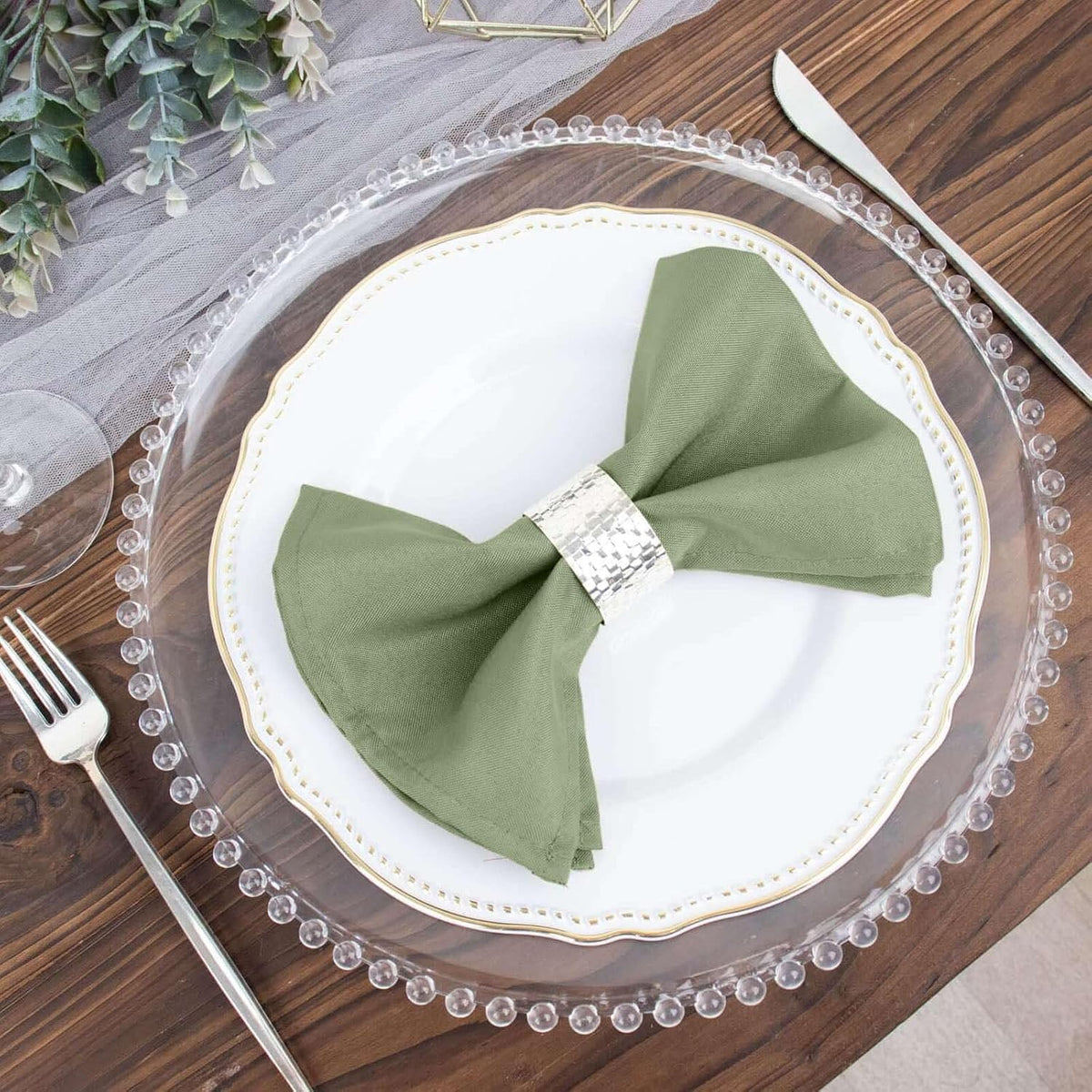 Efavormart Premium Cloth Napkins Set of 100, 17x17 Inch Eucalyptus Dusty Sage...