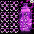 Aogist 24 Pack Fairy Lights 3 Modes 7ft 20 LED Waterproof,Battery Operated Silver Wire Firefly Starry Moon Mini String Lights for Mason Jars Christmas DIY Crafts Wedding Party Bedroom,Pink