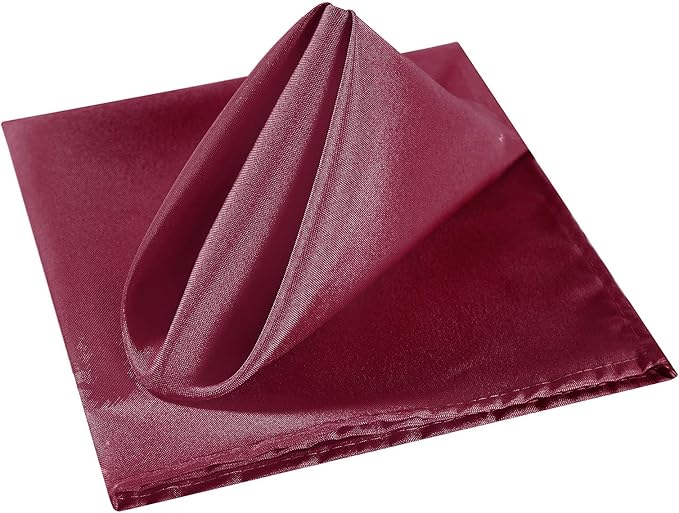 Cloth Napkins 20x20 inch Washable Polyester Dinner Napkins Soft Table Napkins for Wedding Party Dining Banquet(Burgundy,50PCS)
