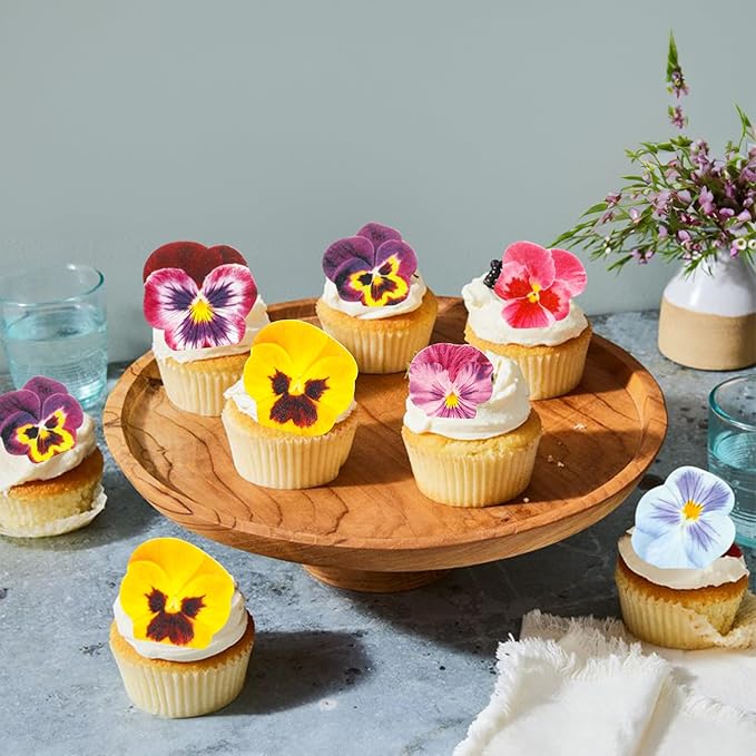 Ephlyn 64Pcs Edible Flower Cupcake Toppers Spring Bridal Engagement Baby Shower Birthday Party Cupcake Picks Anniversary Party Decorations Supplies
