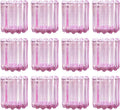 GOLDEAL 12Pcs Pink Glass Votive Candle Holders Tealight Holders Decorative, Tea Candle Holders Bulk,Candlestick for Wedding, Party,Dinner, Home Table Decor.