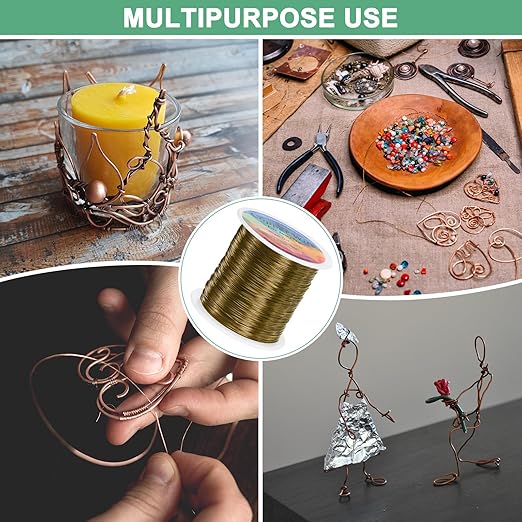 0.4mm Jewelry Wire, 26 Gauge 328FT Craft Wire Copper Beading Wire for Jewelry Making/Planting/Weaving/DIY Crafting, Soft Metal Wires [100M, Bronze Tone]